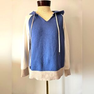 ALP N ROCK Blue/Cream/White Cotton Pullover Hoodie Sweater. Size Small
